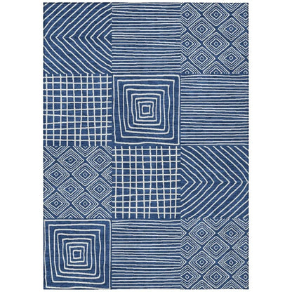 LOOMLAN Rugs Junia Blue Washable Indoor-Outdoor Rug
