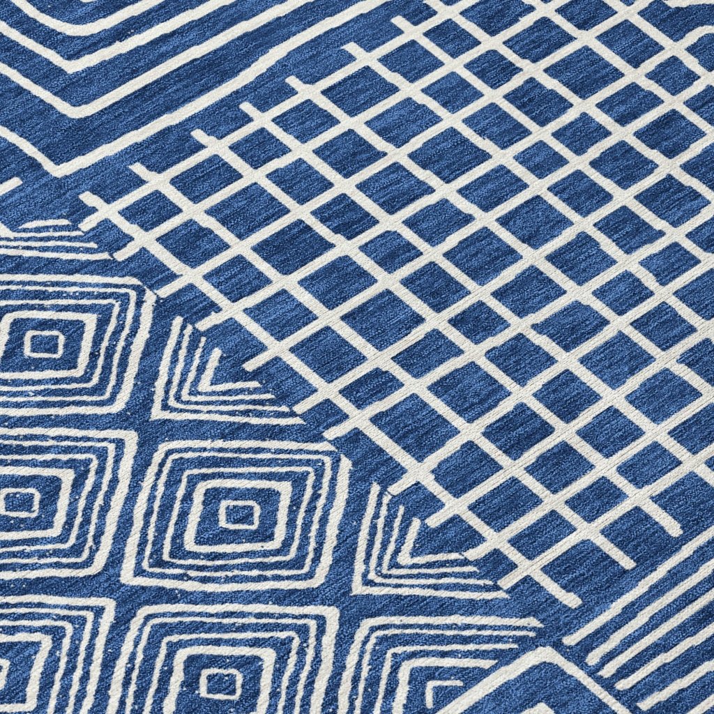 LOOMLAN Rugs Junia Blue Washable Indoor-Outdoor Rug