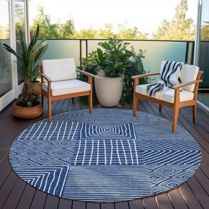LOOMLAN Rugs Junia Blue Washable Indoor-Outdoor Rug