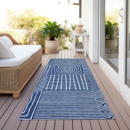 LOOMLAN Rugs Junia Blue Washable Indoor-Outdoor Rug