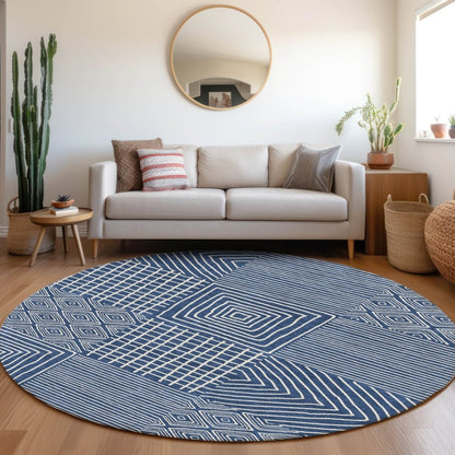 LOOMLAN Rugs Junia Blue Washable Indoor-Outdoor Rug