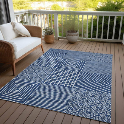 LOOMLAN Rugs Junia Blue Washable Indoor-Outdoor Rug