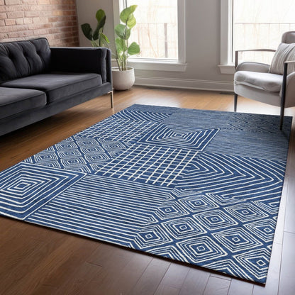 LOOMLAN Rugs Junia Blue Washable Indoor-Outdoor Rug