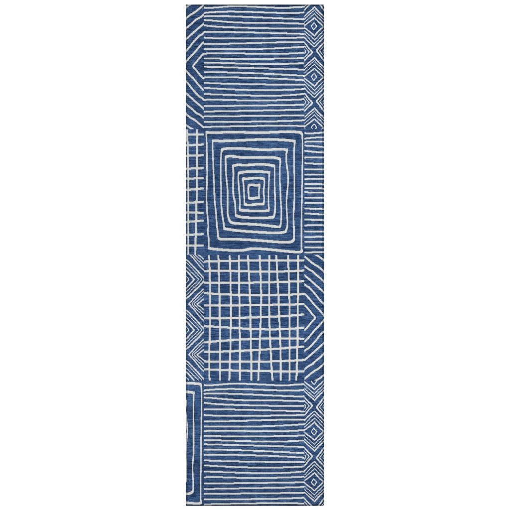 LOOMLAN Rugs Junia Blue Washable Indoor-Outdoor Rug