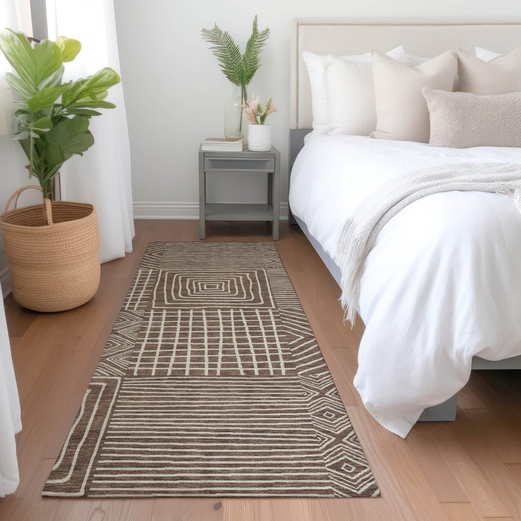 LOOMLAN Rugs Junia Brown Washable Indoor-Outdoor Rug