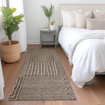 LOOMLAN Rugs Junia Brown Washable Indoor-Outdoor Rug
