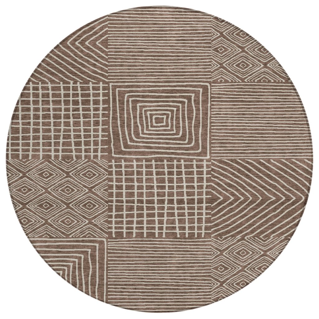 LOOMLAN Rugs Junia Brown Washable Indoor-Outdoor Rug