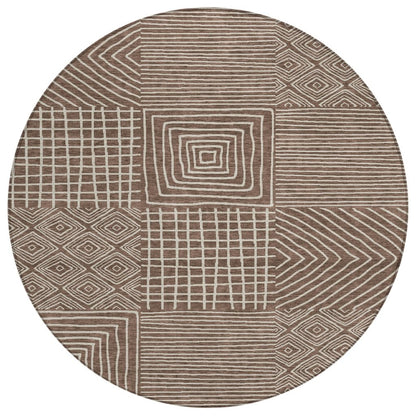 LOOMLAN Rugs Junia Brown Washable Indoor-Outdoor Rug