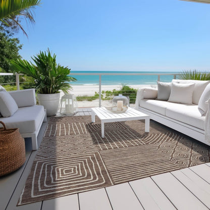 LOOMLAN Rugs Junia Brown Washable Indoor-Outdoor Rug