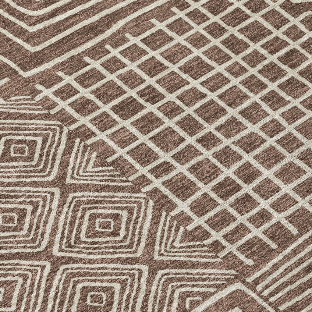 LOOMLAN Rugs Junia Brown Washable Indoor-Outdoor Rug