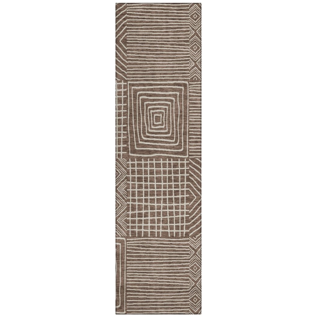 LOOMLAN Rugs Junia Brown Washable Indoor-Outdoor Rug