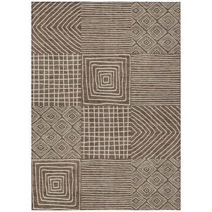 LOOMLAN Rugs Junia Brown Washable Indoor-Outdoor Rug