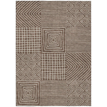 LOOMLAN Rugs Junia Brown Washable Indoor-Outdoor Rug