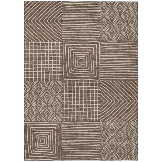 LOOMLAN Rugs Junia Brown Washable Indoor-Outdoor Rug