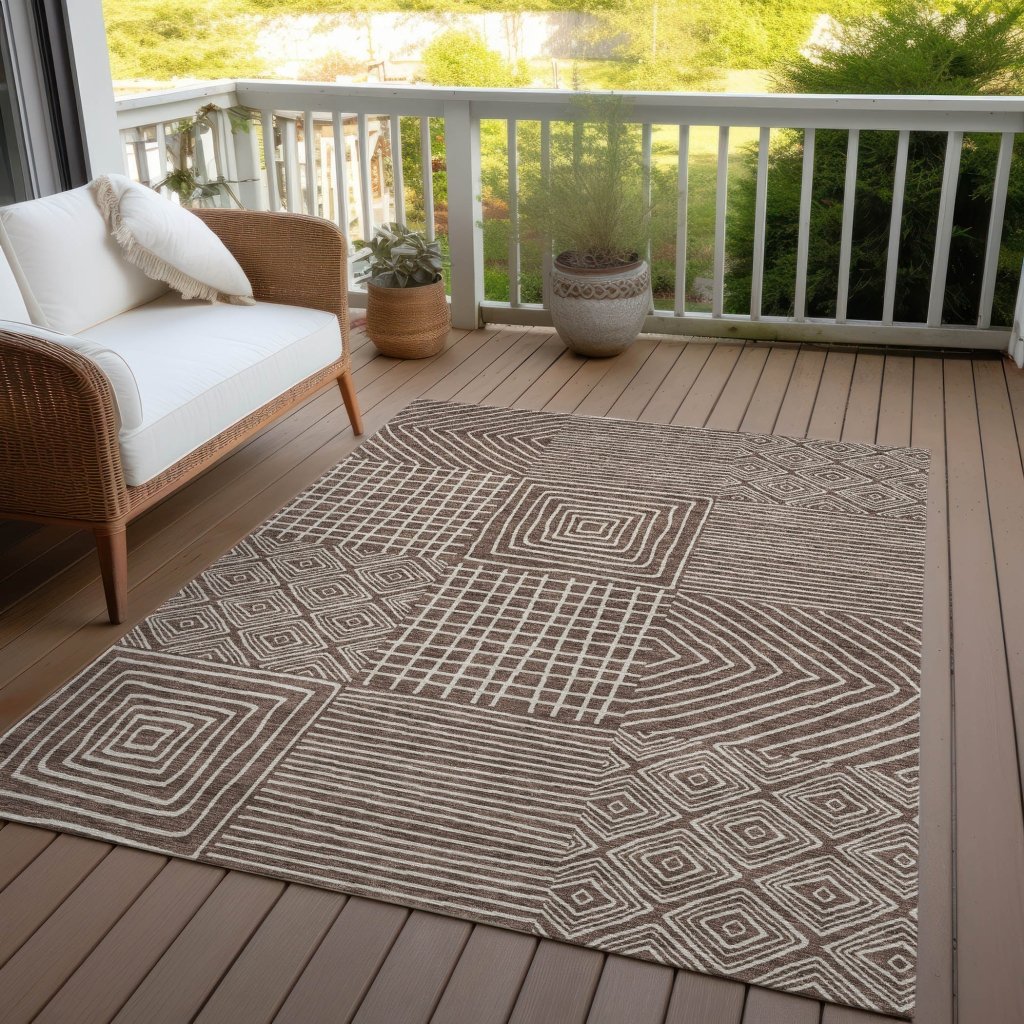 LOOMLAN Rugs Junia Brown Washable Indoor-Outdoor Rug