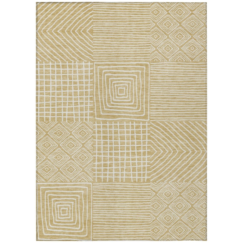 LOOMLAN Rugs Junia Gold Washable Indoor-Outdoor Rug