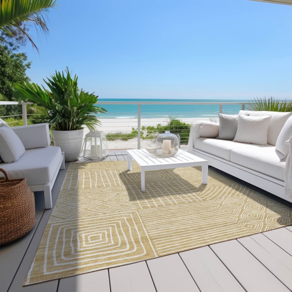 LOOMLAN Rugs Junia Gold Washable Indoor-Outdoor Rug