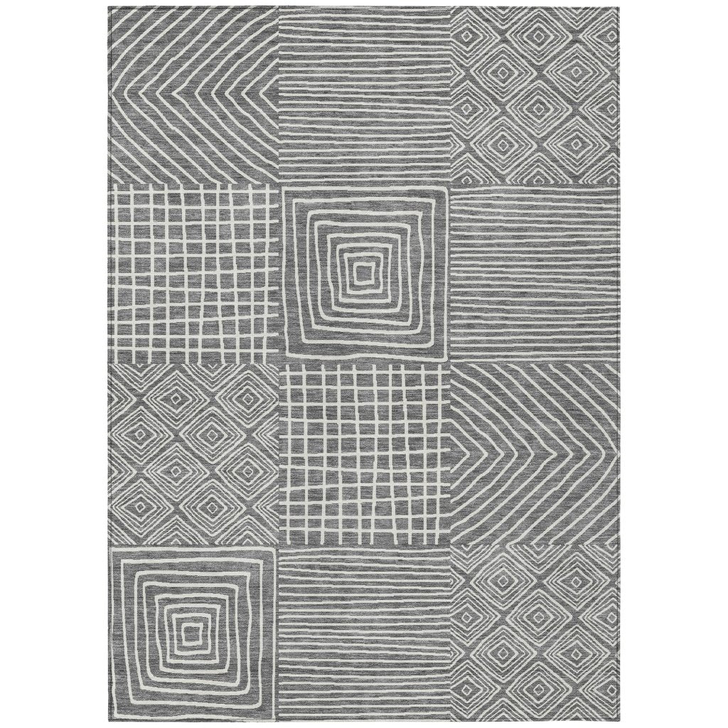 LOOMLAN Rugs Junia Gray Washable Indoor-Outdoor Rug