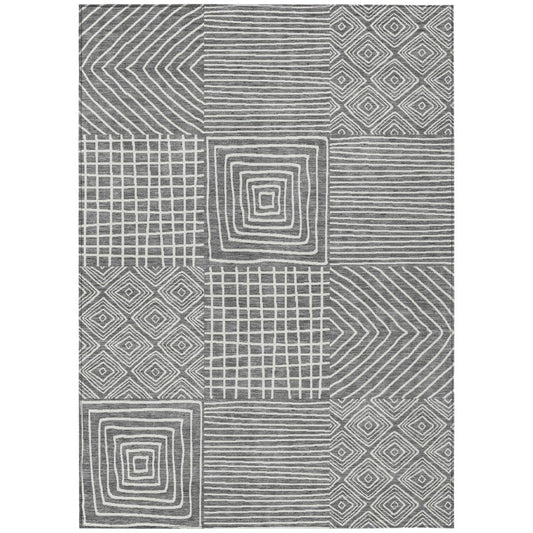 LOOMLAN Rugs Junia Gray Washable Indoor-Outdoor Rug