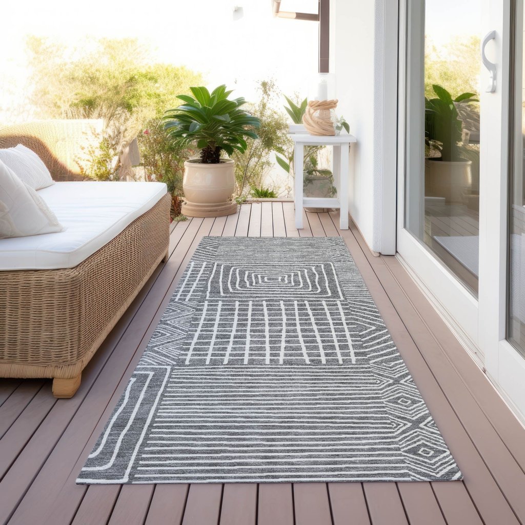 LOOMLAN Rugs Junia Gray Washable Indoor-Outdoor Rug