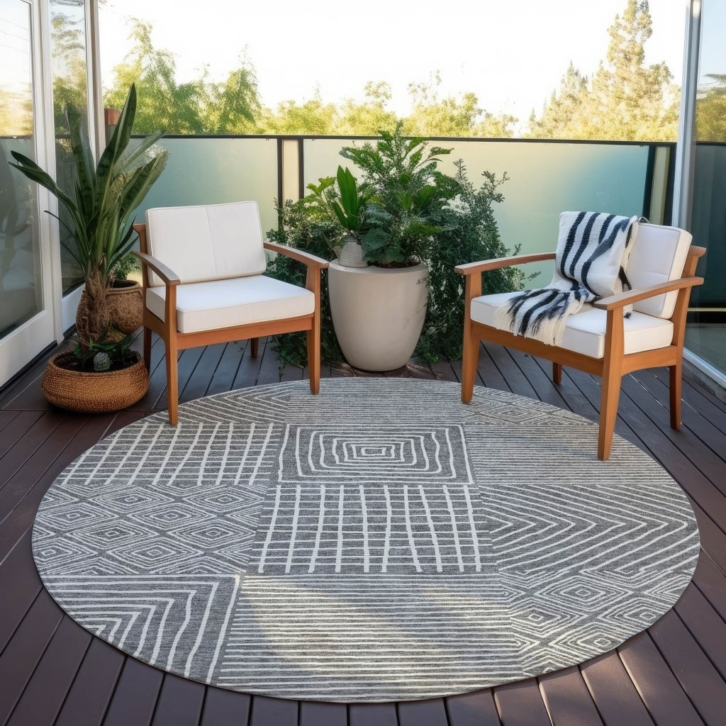 LOOMLAN Rugs Junia Gray Washable Indoor-Outdoor Rug
