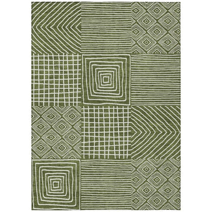 LOOMLAN Rugs Junia Green Washable Indoor-Outdoor Rug