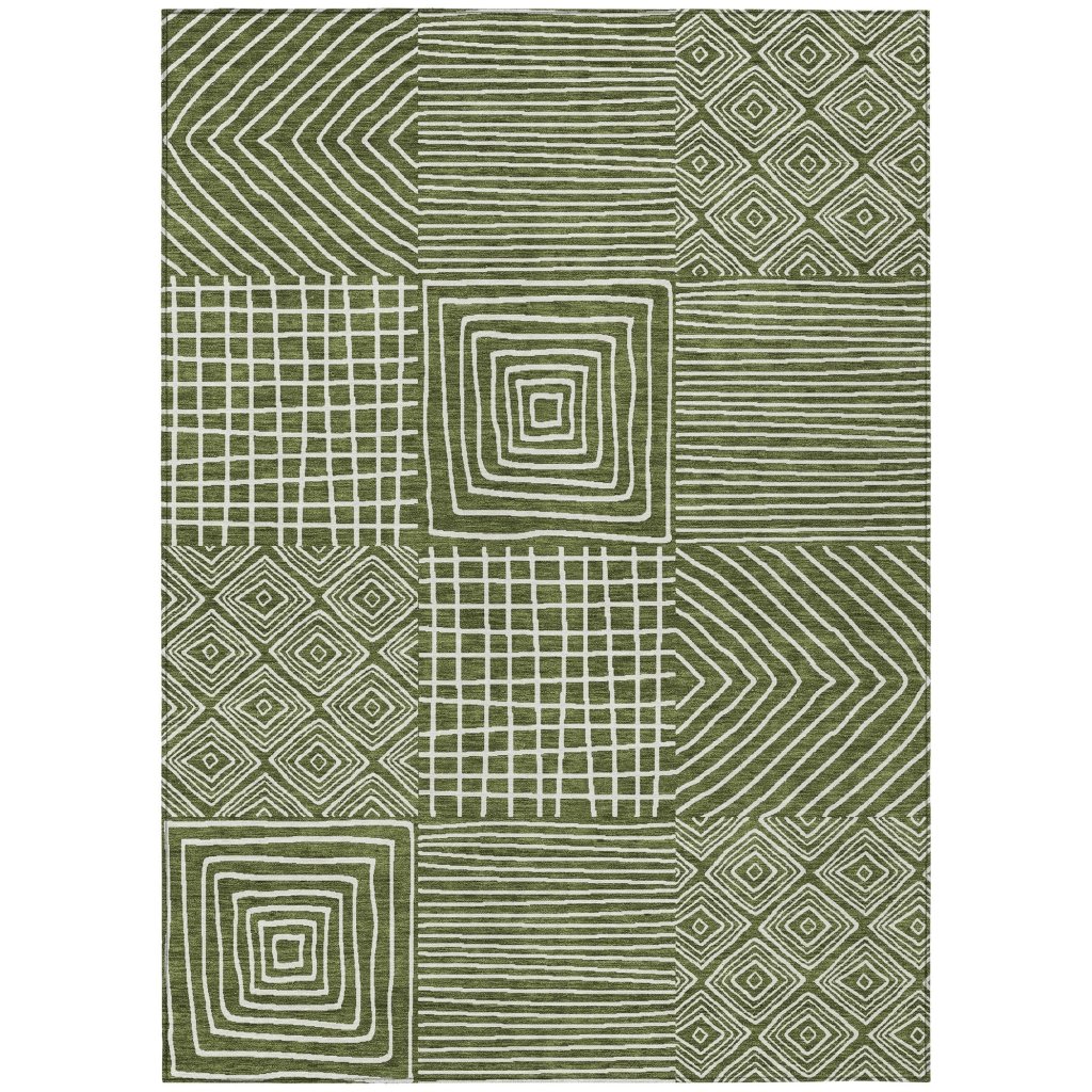 LOOMLAN Rugs Junia Green Washable Indoor-Outdoor Rug