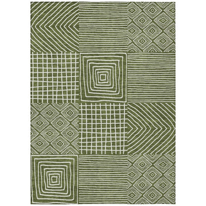 LOOMLAN Rugs Junia Green Washable Indoor-Outdoor Rug