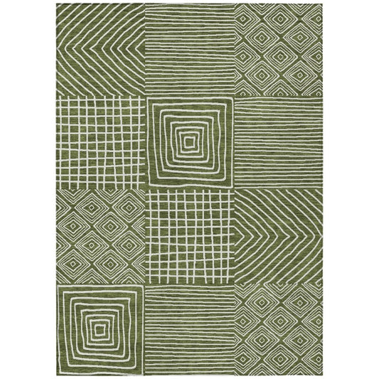 LOOMLAN Rugs Junia Green Washable Indoor-Outdoor Rug