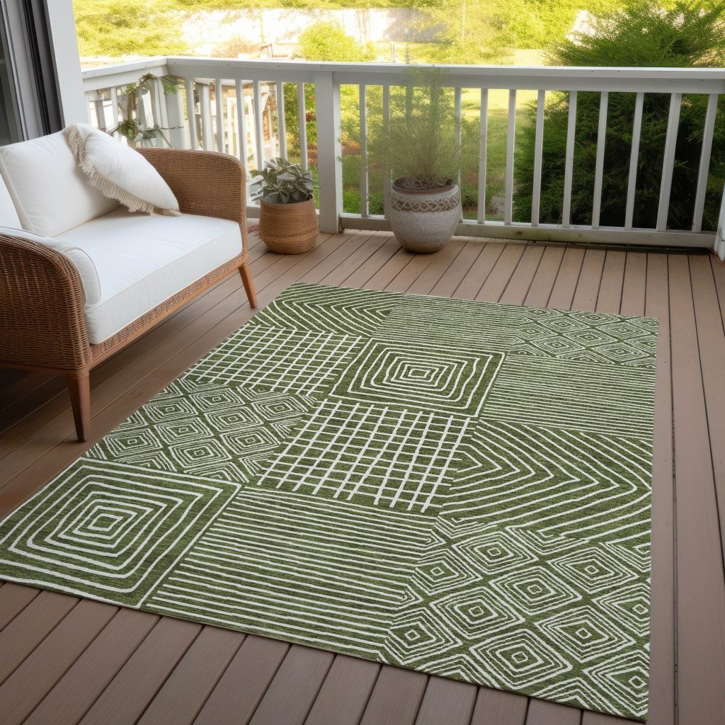 LOOMLAN Rugs Junia Green Washable Indoor-Outdoor Rug