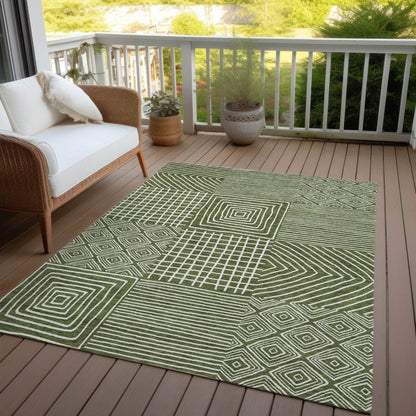 LOOMLAN Rugs Junia Green Washable Indoor-Outdoor Rug