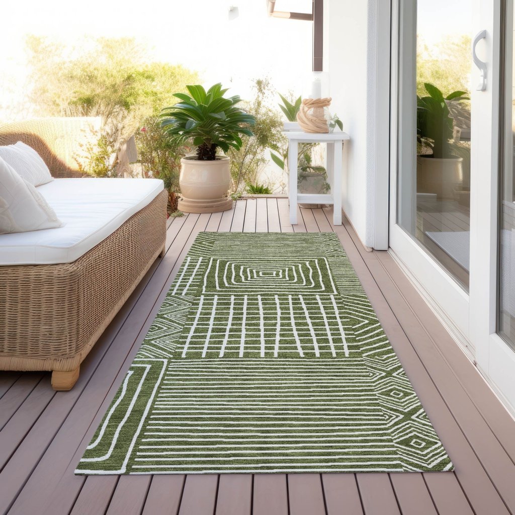 LOOMLAN Rugs Junia Green Washable Indoor-Outdoor Rug