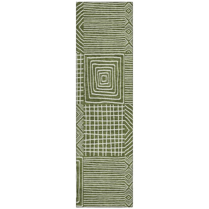 LOOMLAN Rugs Junia Green Washable Indoor-Outdoor Rug