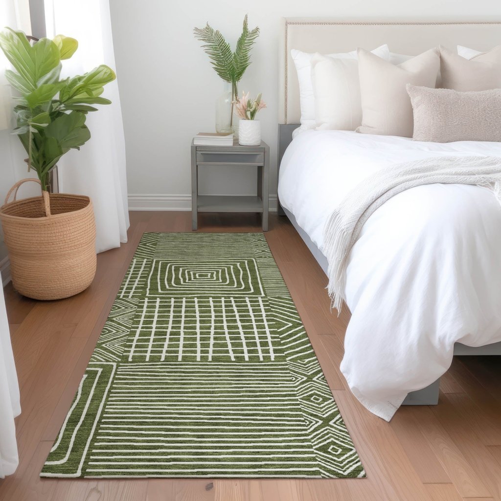 LOOMLAN Rugs Junia Green Washable Indoor-Outdoor Rug
