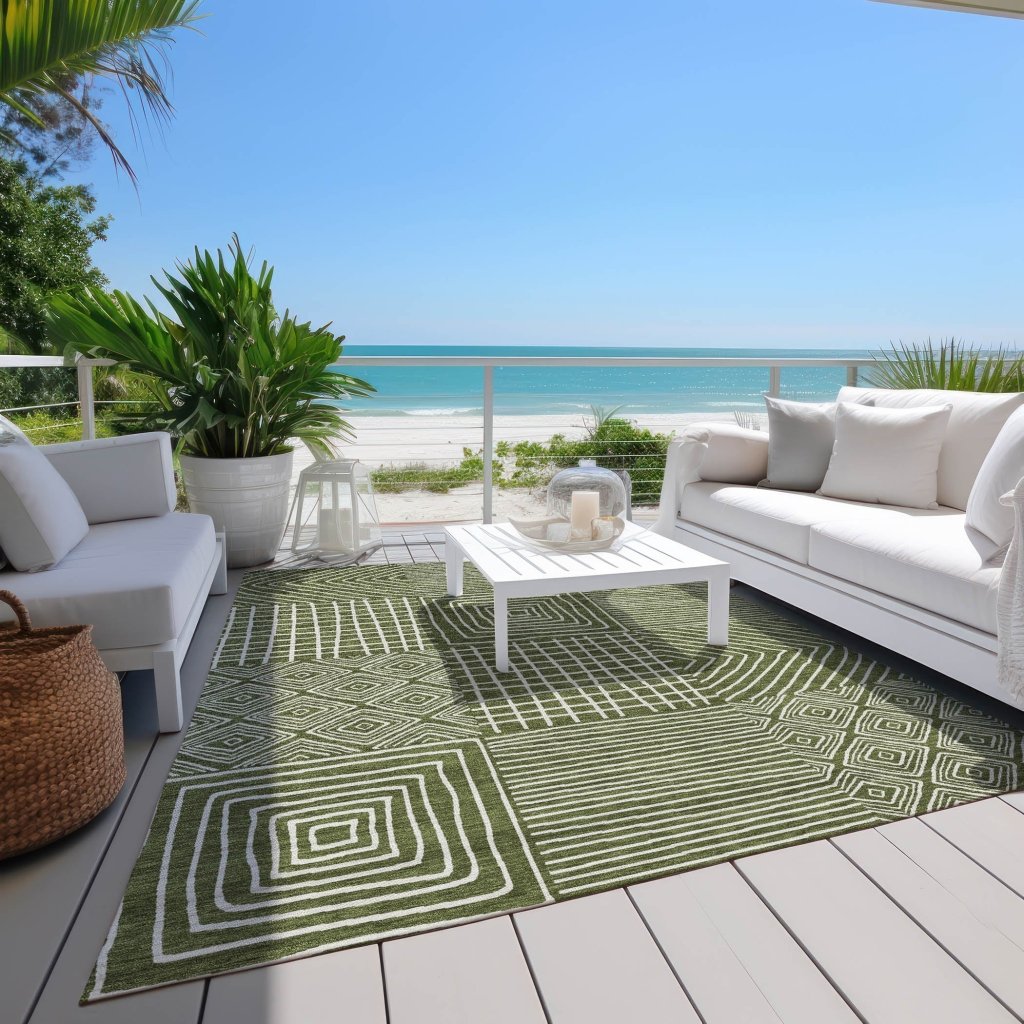 LOOMLAN Rugs Junia Green Washable Indoor-Outdoor Rug