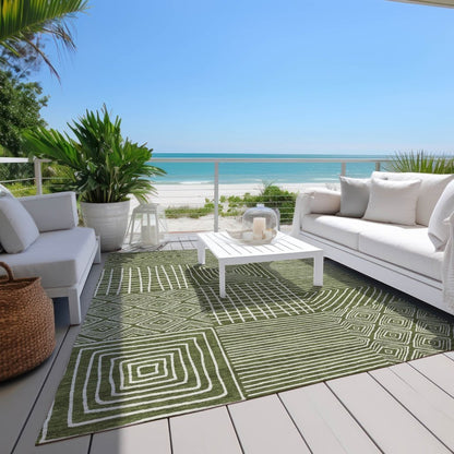 LOOMLAN Rugs Junia Green Washable Indoor-Outdoor Rug