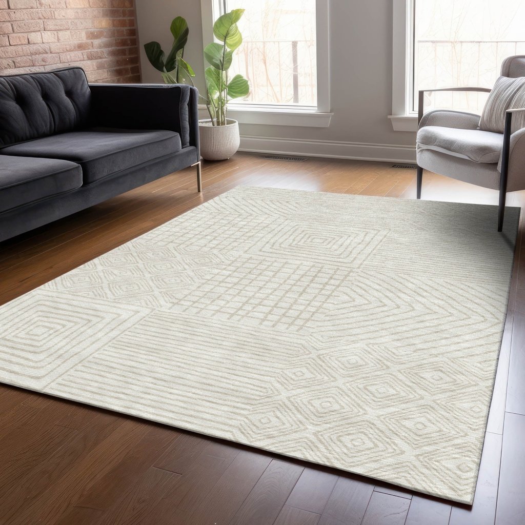 LOOMLAN Rugs Junia Ivory Washable Indoor-Outdoor Rug