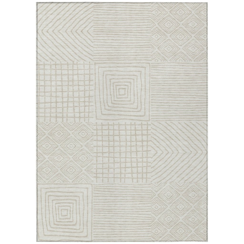 LOOMLAN Rugs Junia Ivory Washable Indoor-Outdoor Rug