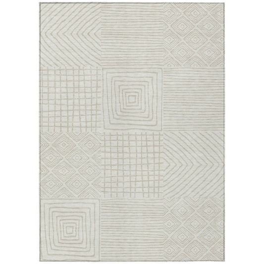 LOOMLAN Rugs Junia Ivory Washable Indoor-Outdoor Rug
