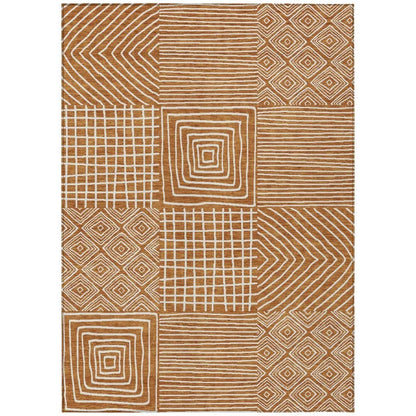 LOOMLAN Rugs Junia Orange Washable Indoor-Outdoor Rug