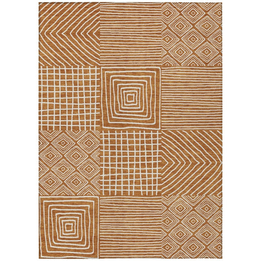 LOOMLAN Rugs Junia Orange Washable Indoor-Outdoor Rug