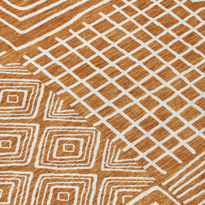 LOOMLAN Rugs Junia Orange Washable Indoor-Outdoor Rug