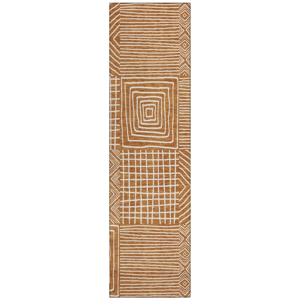 LOOMLAN Rugs Junia Orange Washable Indoor-Outdoor Rug