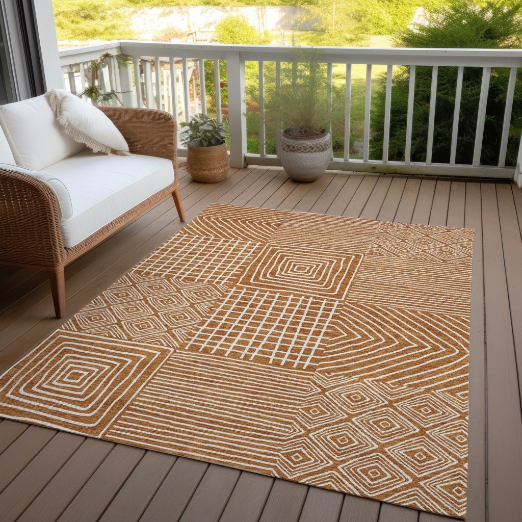 LOOMLAN Rugs Junia Orange Washable Indoor-Outdoor Rug