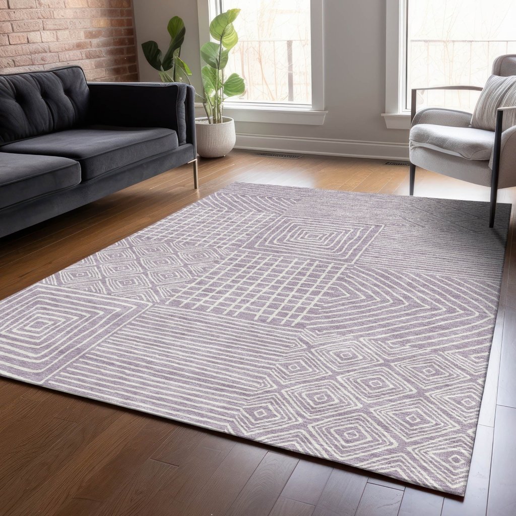 LOOMLAN Rugs Junia Purple Washable Indoor-Outdoor Rug