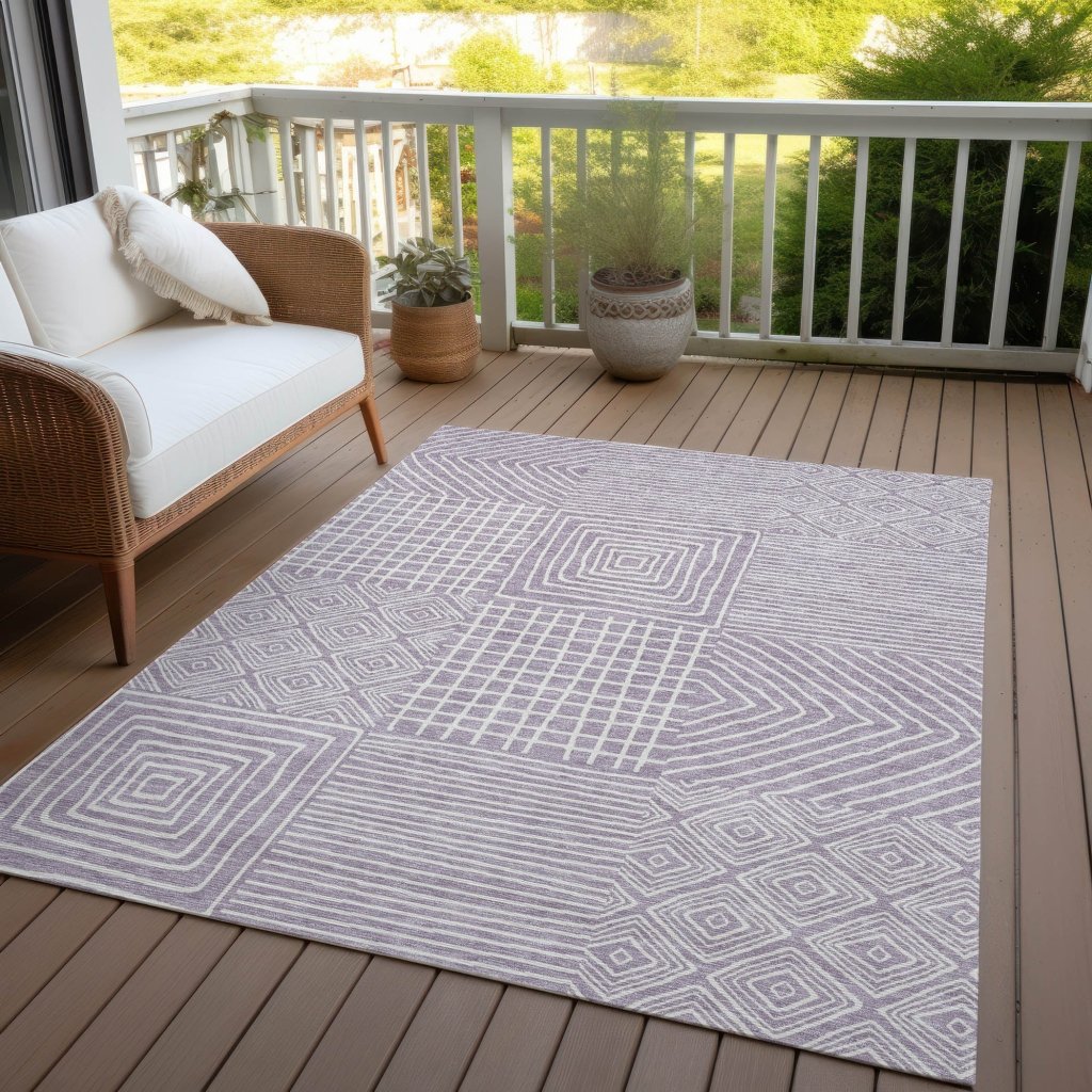 LOOMLAN Rugs Junia Purple Washable Indoor-Outdoor Rug