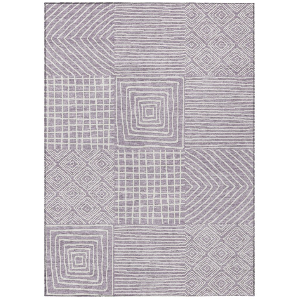 LOOMLAN Rugs Junia Purple Washable Indoor-Outdoor Rug