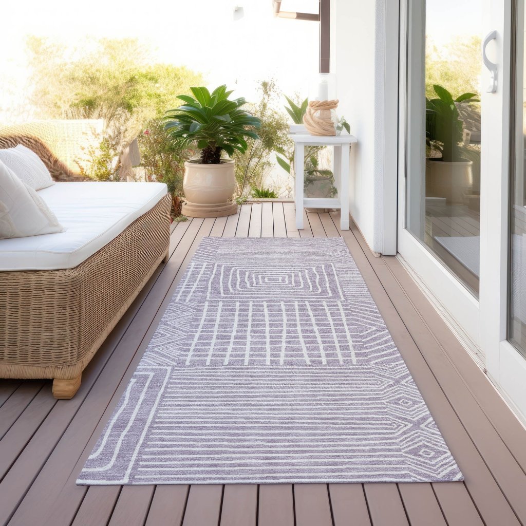 LOOMLAN Rugs Junia Purple Washable Indoor-Outdoor Rug
