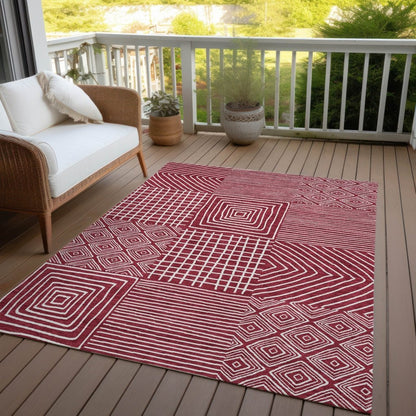 LOOMLAN Rugs Junia Red Washable Indoor-Outdoor Rug