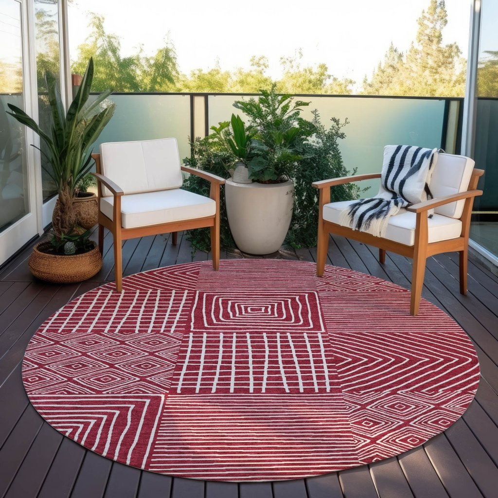 LOOMLAN Rugs Junia Red Washable Indoor-Outdoor Rug